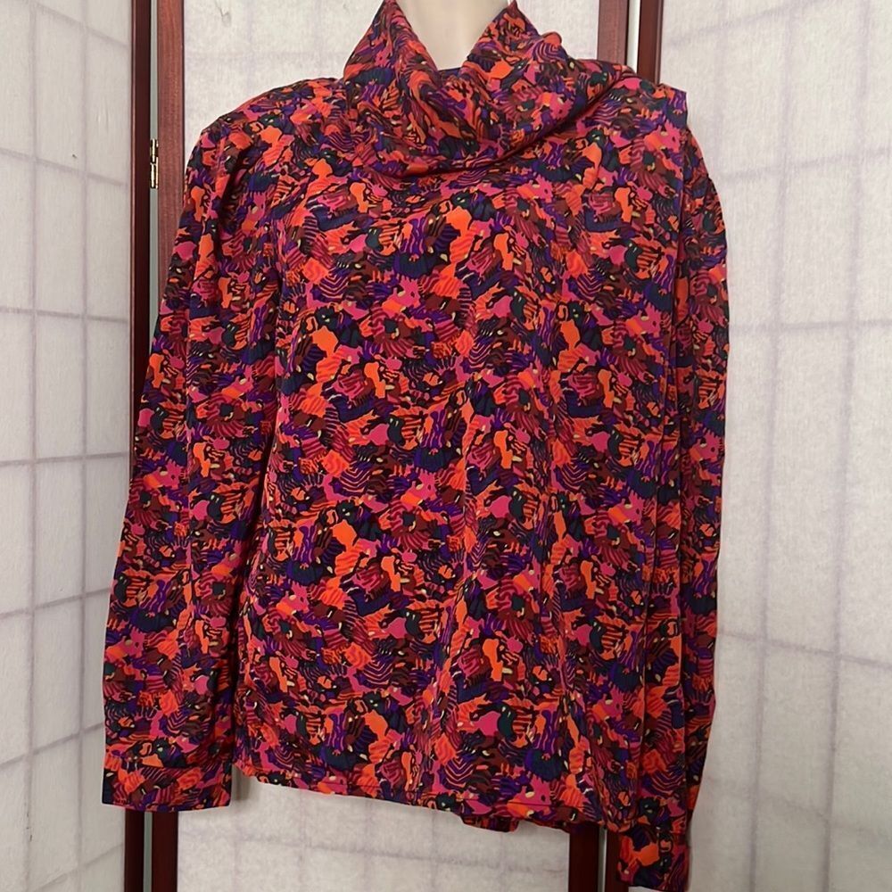 JOHN HENRY FLORAL BLOUSE TOP HIGH NECK SIZE 16